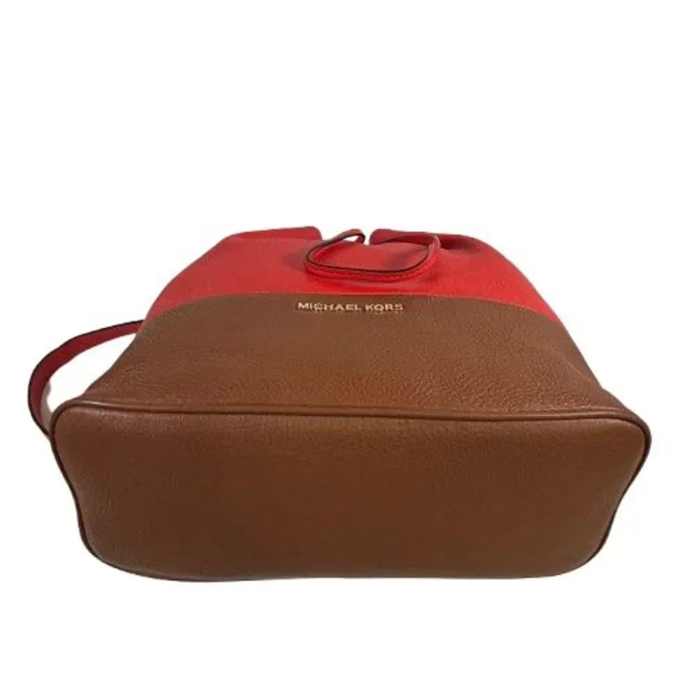 Michael Kors Jules Colorblock Mandarin Orange Leather Drawstring Shoulder Bag